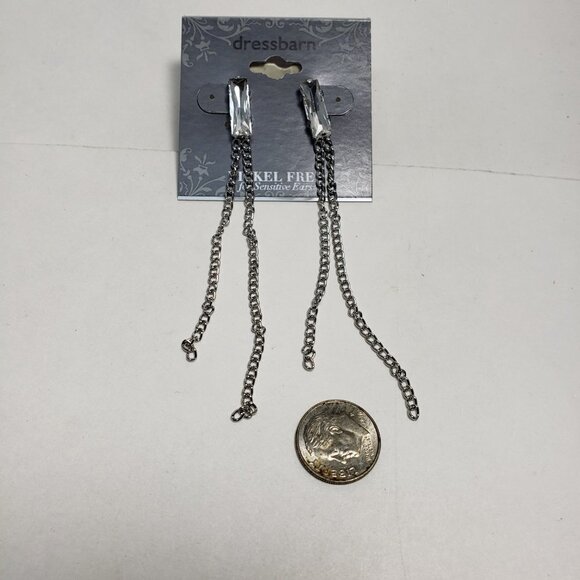 2/$30 Silver tone Chain & Crystal Design Drop Dangle Post Earrings - Jewelry - Picture 6 of 7